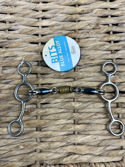 S/H 4 1/2” Shires Blue Sweet Iron Brass Rollers Tom Thumb Gag Bit