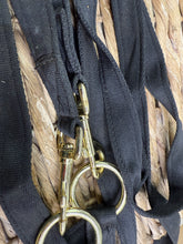 Load image into Gallery viewer, S/H Soft Web Draw Reins with Clips &amp; Girth Loops - Black