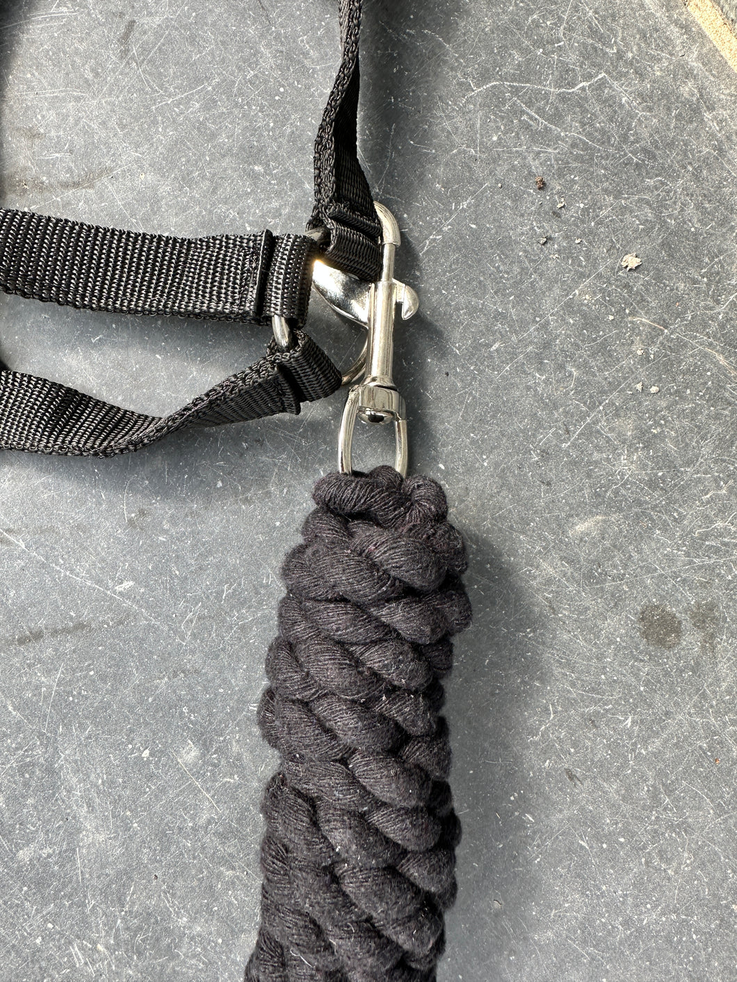 Adjustable Headcollar & Lead Rope Set - Shetland up to Full Size - Black