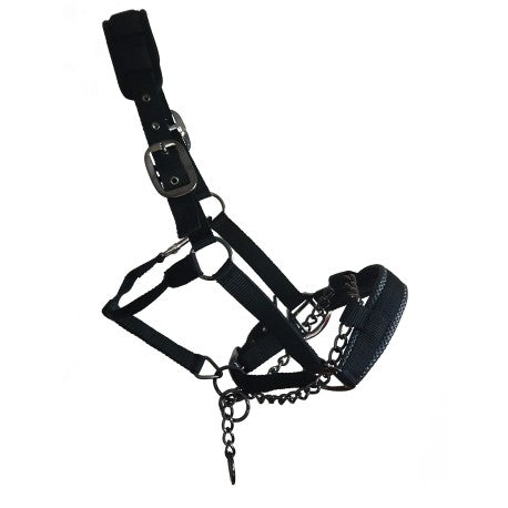 Strong Chain Controller ProSafe Headcollar - Padded -Black- Small Pony/Cob/Full