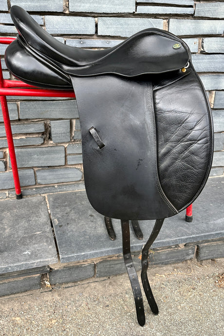 17 1/2” Wide Village Saddlery Dressage Saddle - Black