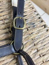 Load image into Gallery viewer, S/H XF English Leather Padded Headcollar - Brown/White/Brass