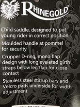 Load image into Gallery viewer, 10” Rhinegold Synthetic Cub Shetland/Small Pony Saddle - Treeless - Black