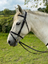 Load image into Gallery viewer, Quality Leather Flash Bridle - Soft Rubber Reins - Cob/Full/XF Black/Brown - Cob, Full &amp; XF