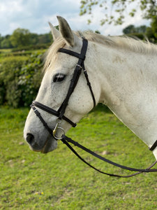 Quality Leather Flash Bridle - Soft Rubber Reins - Cob/Full/XF Black/Brown - Cob, Full & XF