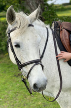 Load image into Gallery viewer, Quality Leather Flash Bridle - Soft Rubber Reins - Cob/Full/XF Black/Brown - Cob, Full &amp; XF