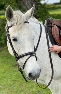 Quality Leather Flash Bridle - Soft Rubber Reins - Cob/Full/XF Black/Brown - Cob, Full & XF