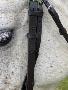 Quality Leather Flash Bridle - Soft Rubber Reins - Cob/Full/XF Black/Brown - Cob, Full & XF