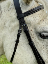 Load image into Gallery viewer, Quality Leather Flash Bridle - Soft Rubber Reins - Cob/Full/XF Black/Brown - Cob, Full &amp; XF