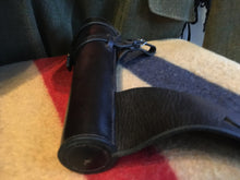 Load image into Gallery viewer, Gents Saddle Flask, English Case &amp; Pewter Flask