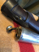 Load image into Gallery viewer, Gents Saddle Flask, English Case &amp; Pewter Flask