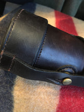 Load image into Gallery viewer, Gents Saddle Flask, English Case &amp; Pewter Flask