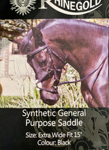 Load image into Gallery viewer, 15” XW Synthetic Pony GP Saddle - Black - Extra Wide