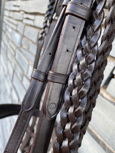 Wide Padded Chunky Hunter Bridle with Plaited Reins & Browband