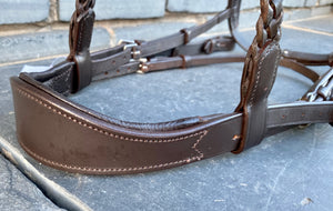 Wide Padded Chunky Hunter Bridle with Plaited Reins & Browband