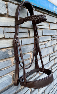Wide Padded Chunky Hunter Bridle with Plaited Reins & Browband