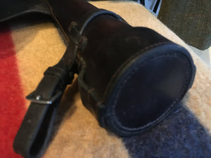 Gents Saddle Flask, English Case & Pewter Flask